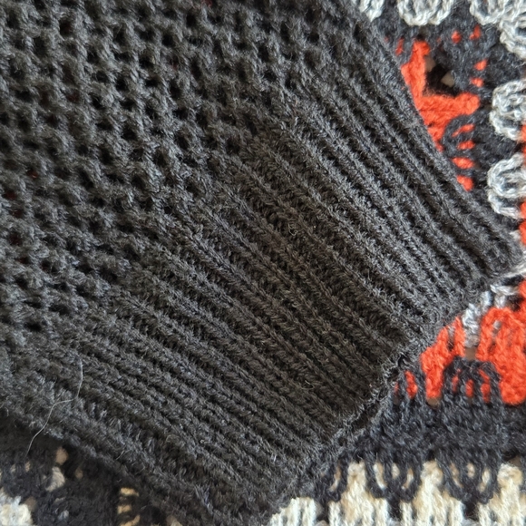 🏷️BiBi Crochet Patchwork Top Granny Square Open Knit Pullover Long Sleeve LG - Picture 7 of 12